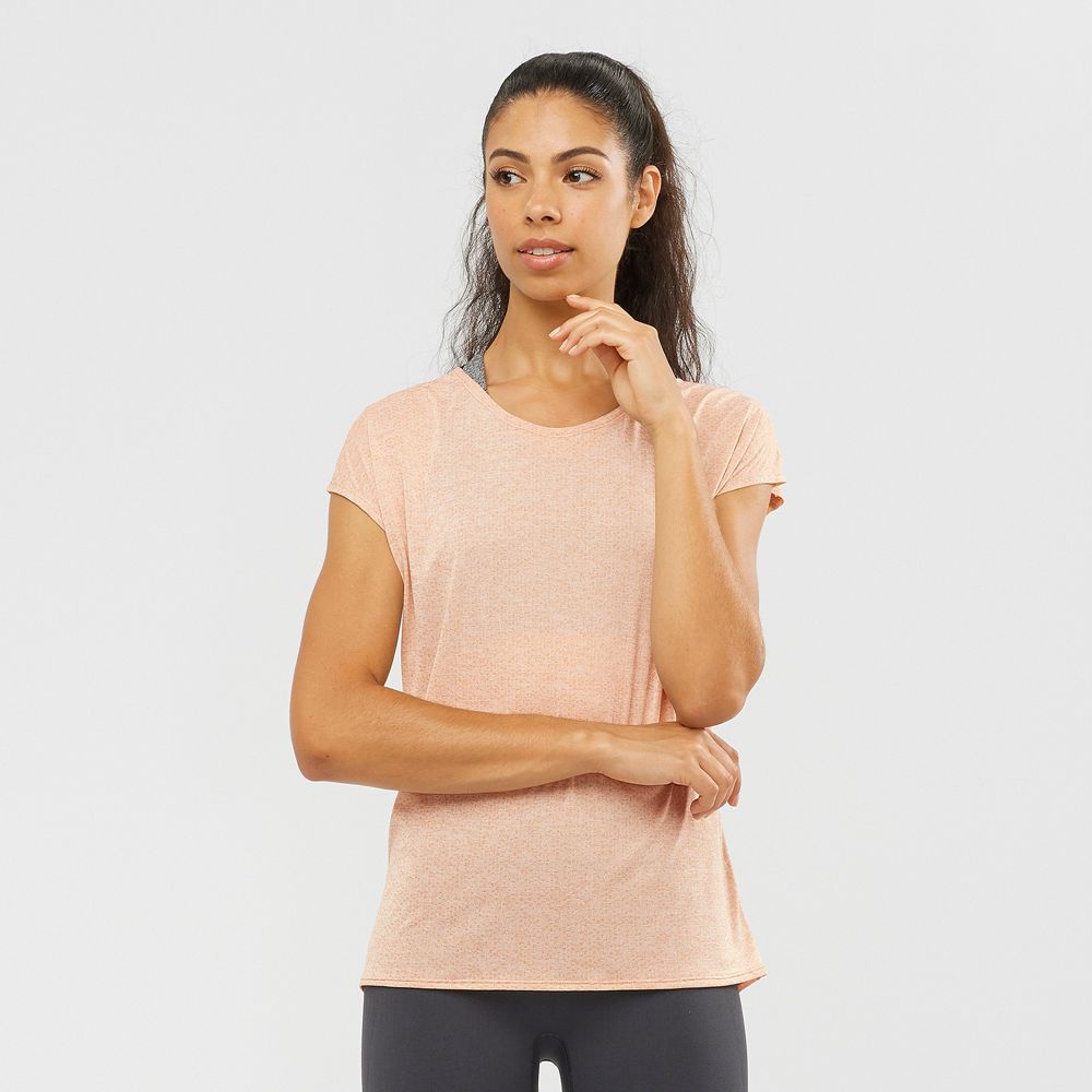 Salomon Singapore Womens T-shirts - XA SLEEVE TECH W Beige | 19730-XZCK